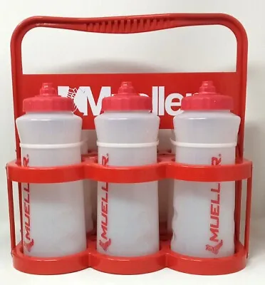 NEW Mueller Red Plastic Collapsible Caddy 6 Pack Water Bottle With Carrier • $42.50