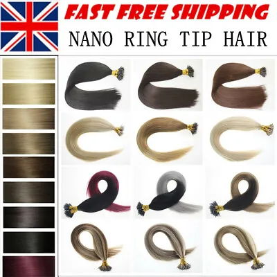 1G 16 -24'' Russian Remy Real Nano Ring Human Hair Extensions Micro Beads DIY UK • £36