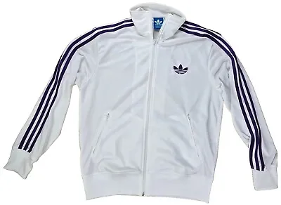 Vintage Y2k 90s Adidas 3 Stripe Track Jacket Mens White Purple Firebird Original • $89