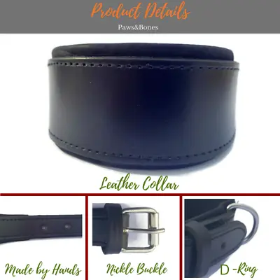 £14.99 • Buy Handmade Greyhound Lurcher Whippet Real Leather Dog Collar Padded Backing Plain