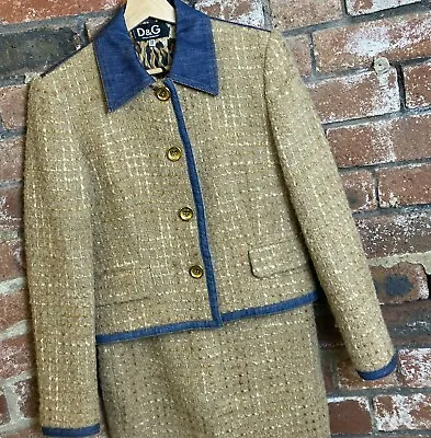 D&G Dolce & Gabanna Womens Wool Suit Jacket & Skirt Size UK 10 Original  : D18 • £172.70