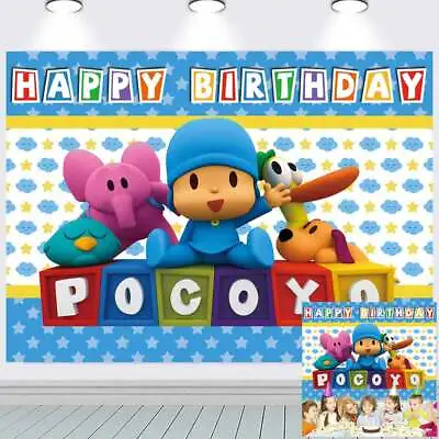 Pocoyo Happy Birthday Backdrop Banner Vinyl Cartoon Party Supplies 7x5ft • $26.88