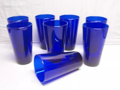 Libbey VINTAGE Cobalt Blue Tumbler 6   Drinking Glasses Set Of 8 Glasses. • $26.99