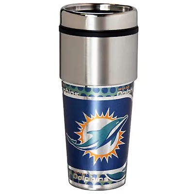 Miami Dolphins 16oz Stainless Steel NFL Travel Mug • $19.95