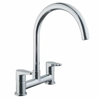 58a Deck-mounted Dual-lever Bridge Mixer Kitchen Tap Chrome (7390t) • £54.99