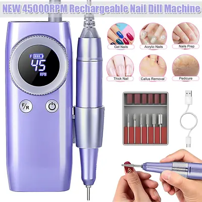 2024 New 45000RPM Electric Nail Drill Machine Portable Manicure Pedicure Kit US • $47.99