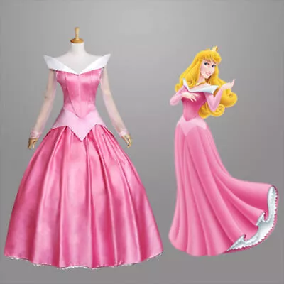 Sleeping Beauty Princess Aurora Pink Adult Cosplay Costume Halloween Party Dress • $85.99