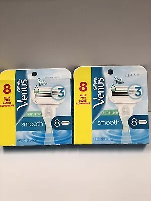 2 Pack New Gillette Venus Sensitive Smooth Skin Elixir 3 Blades 8 Razor Refills • $26.88