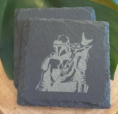 $7.99 • Buy Mandalorian Slate Coasters, Star Wars, Baby Yoda, Square Slate Coaster, Gift