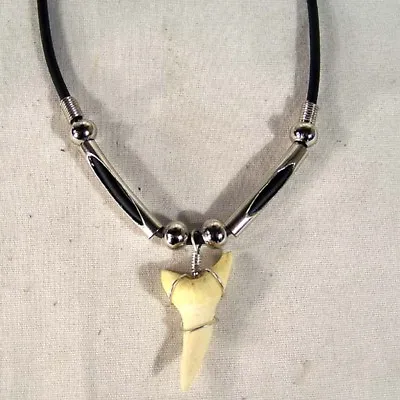 NEW LG SHARK TOOTH NECKLACE W SILVER BEADS JL448 Sharks Jewelry Mens Lady  • $10.05