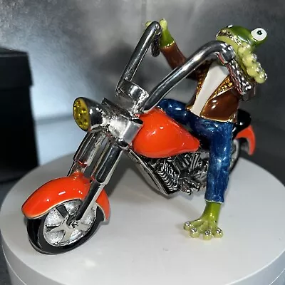 Limited Edition Frog On Motorcycle Chopper Trinket Box By Keren Kopal Crystals • $55