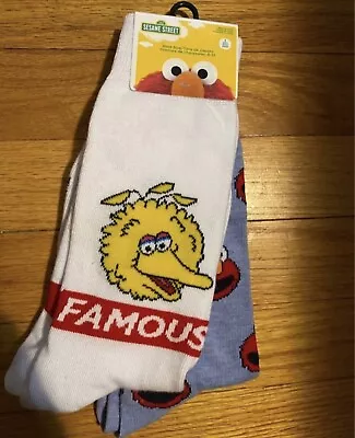 Big Bird & Elmo Sesame Street Mens Novelty Socks 2 Pairs Shoe Size 6-12 NEW! • $13.90