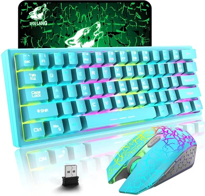 $56.99 • Buy Blue Rainbow Backlit Wireless Gaming Keyboard Mouse And Mat Combo For PC Laptop
