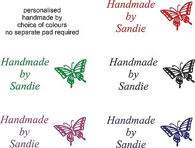 £10.95 • Buy Personalised Handmade By Rubber Stamp Self Inking Butterfly Black Blue Red Viole