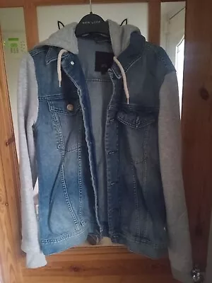 Mens River Island Hooded Denim Jacket Size S • £9