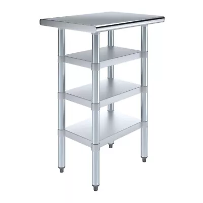 18 In. X 24 In. Stainless Steel Work Table With 3 Shelves | Metal Utility Table • $289.95