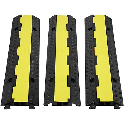 VEVOR 3 PCs Cable Protector Ramp 2 Channel 12000 Lbs Load Wire Cable Cover Ramp • £37.91