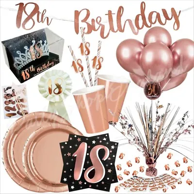 £7.95 • Buy Rose Gold 18th Birthday Decorations Tableware Sash Tiara Balloons Party Supplies