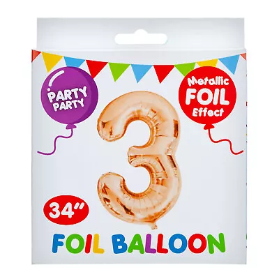 Rose Gold Foil Number 3 Balloon 34  Metallic Party Decoration • $7.46