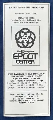 DREAMFINDER 1987 EPCOT CENTER Walt Disney World SHOWS ENTERTAINMENT Schedule • $8