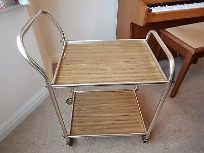 Retro Two Tier Tea / Drinks Trolley Gold & Wood Effect - Collect Hemel / Bedford • £10