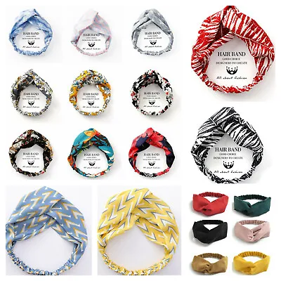 Ladies Twist Knot Pattern Headband Elastic Head Wrap Turban Hair Band Summer • £3.20
