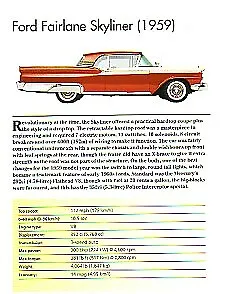 1959 Ford Fairlane Skyliner Retractable Article - Must See !! • $13.50