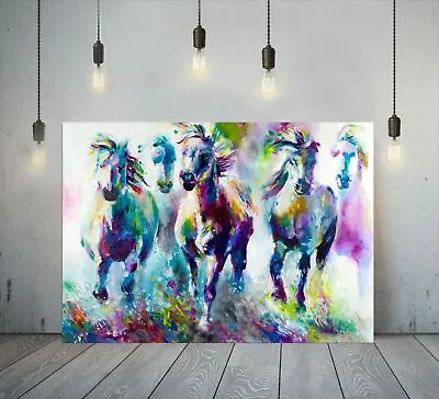 Horse Colourful Deep Framed Canvas Wall Art Print Poster Abstract Picture Decor • £50.99