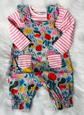 £14.50 • Buy New Baby Mini Boden Girls  3 - 6 Months Forest Print 2 Piece Jersey Dungaree Set