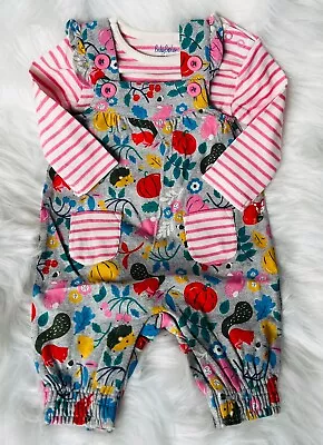 New Baby Mini Boden Girls  3 - 6 Months Forest Print 2 Piece Jersey Dungaree Set • £9.99