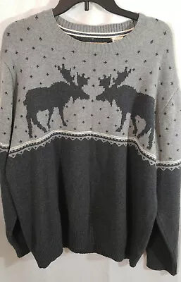 Moose Pullover Sweater Weatherproof Vintage Gray Mens  Size Large Classic Design • $22.45