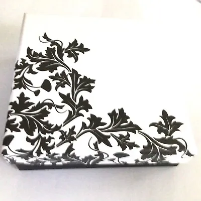 2x Black And White Art Nouveau Floral Leaf Print Quality Card Gift Box Boxes 8cm • £7.50