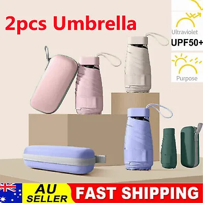 $9.60 • Buy 2PCS Pocket Umbrella Anti-UV Sun/Rain Windproof 6 Folding Ultra Light Umbrella