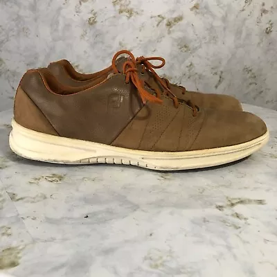 Footjoy Contour Mens Sz 11.5 Golf Shoes Brown Leather Spikeless Low Top Sneakers • $14