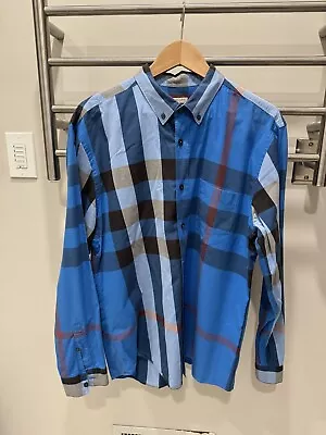  Original Burberry Brit Plaid Blue Classic Long Sleeve Shirt • $95