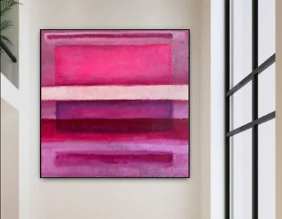 42.9 X42.9  Mark Rothko Style Painting On Canvas Modern Pink | MAGENTA BLUES • $838