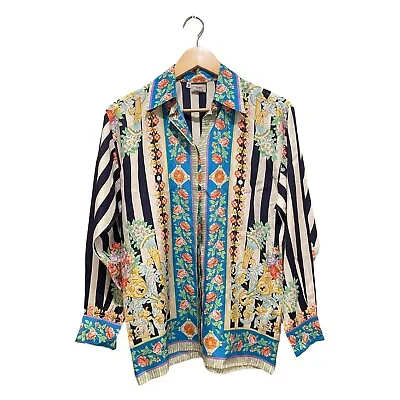 Vintage 90s Versus Versace Floral Printed Silk Button Up Shirt Blouse Gianni • $995