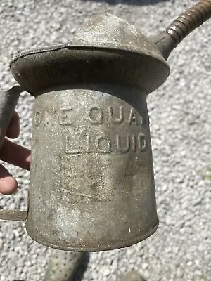 Vintage NYC-Pa 1 Quart Galvanized Oil Can 9  Flexible Spout Man Cave • $20