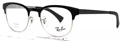 RAY BAN RB6317 2832 Black Silver Round Full Rim Eyeglasses 49-20-140 B:40 • $69.99