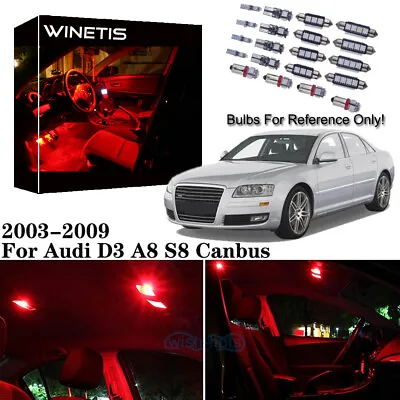 Red Interior LED Lights Package 22Pcs For Audi D3 A8 S8 Canbus 03-09 Error Free • $21.99