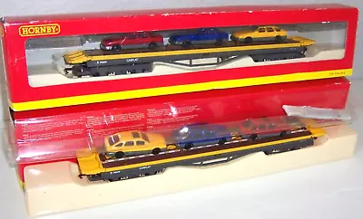 Unused/New Pair Hornby R6143 OO Gauge Car Transporter Double Bogie Wagons 3 Cars • £34.99