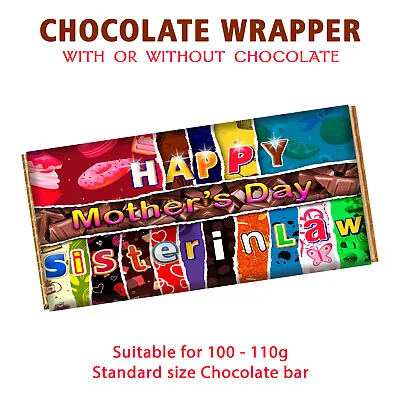Happy Mothers Day Sister In Law Chocolate Bar Wrapper Novelty Present Gift • £4.99