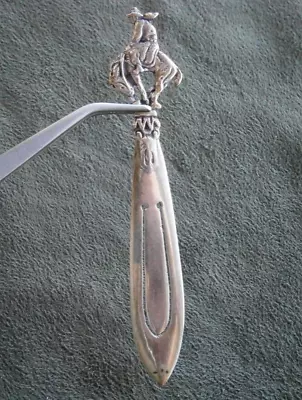 Cowboy & Horse Vintage Sterling Silver Bookmark 7.4g • $34.50