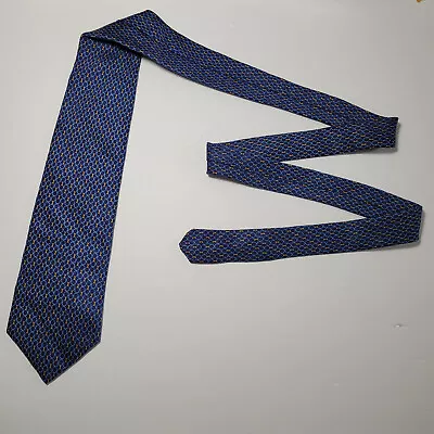 Brooks Brothers Men Blue Chain Ring Print 100% Silk Necktie Handmade In USA • $24.99