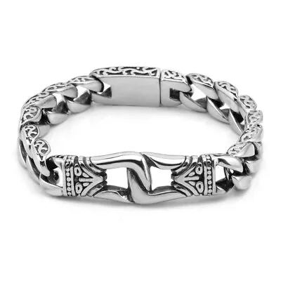£4.51 • Buy Men's Stainless Steel Curb Cuban Link Chain Bracelet Bangle Party Totem Jewelry
