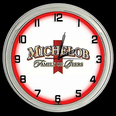 16  Michelob Family Of Beers Sign Red Neon Clock Man Cave Garage Bar Game Room • $119.95