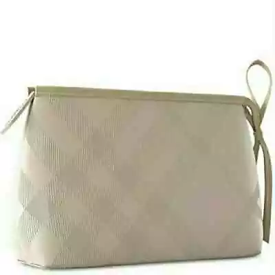 Burberry Large Stone Tan Pouch Travel Toiletry Makeup Bag With Gift Box • $19.99