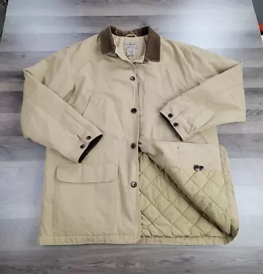 LL Bean Barn Chore Coat Lined Thinsulate Khaki Field Jacket Quilted Size XL Tall • $59.95