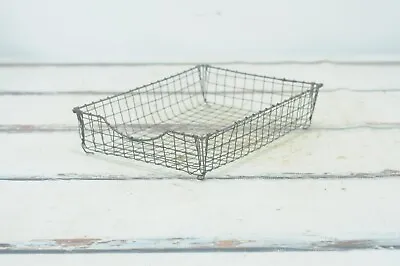 Antique/Vintage Wire Basket In Out Basket Original Feet Wire Letter Tray #2 • $32