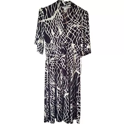 AA Studio Hypnotic Brown & White 3/4 Sleeve Midi Dress • $16.50